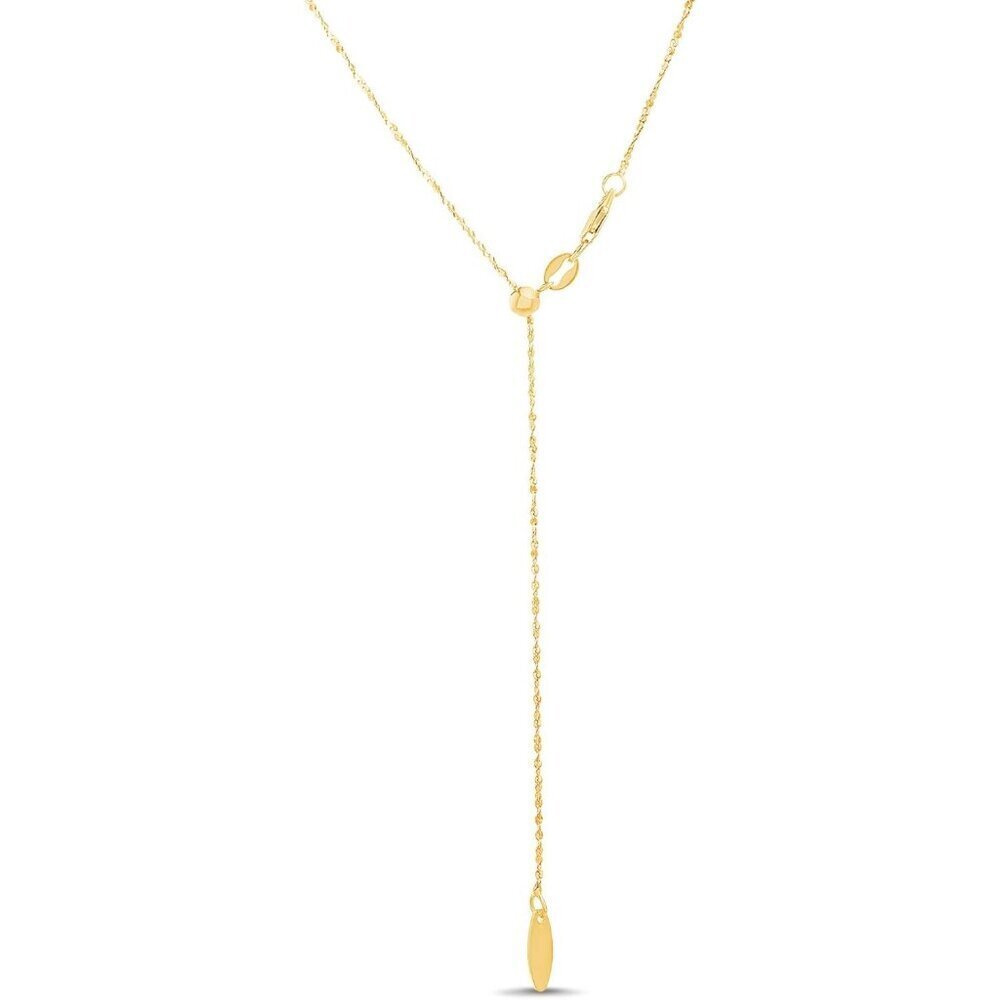 Women Yellow Twisted 925 Sterling Silver 14-24 Adjustable Chain Necklace Jewelry